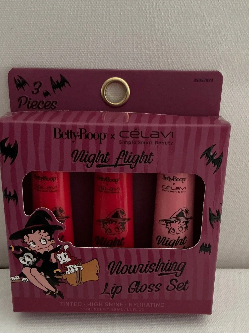 Betty Boop x Celavi nNight Flight Nourishing Lip Gloss Set of (3).